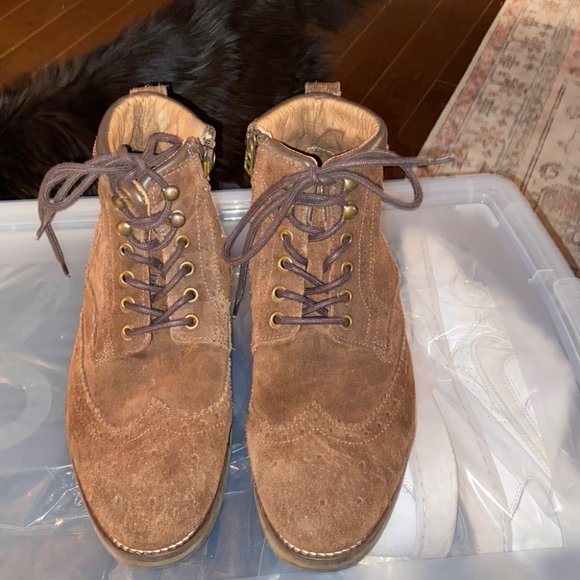 ALDO MR. B’s SUEDE LEATHER BROWN WINGTIP ANKLE BOOTS MENS - Picture 2 of 7